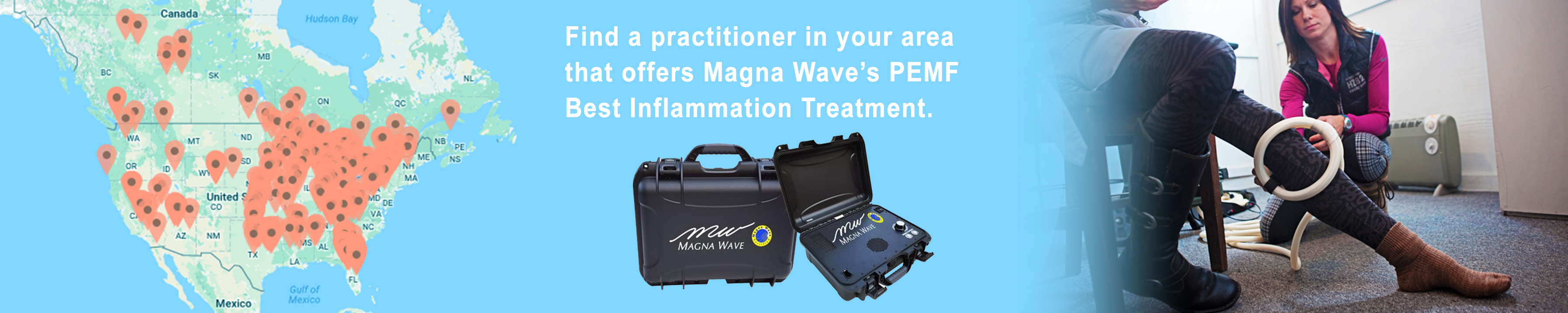 Find a practitioner in your area that offers Magna Wave's PEMF Best Inflammation Treatment.