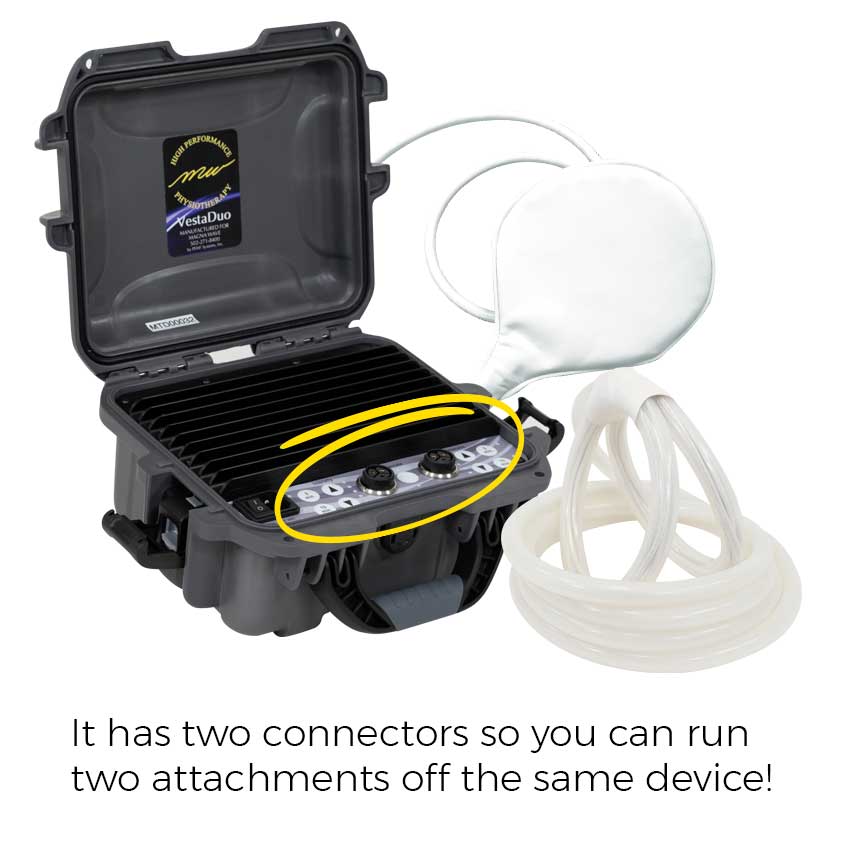 It has two connectors so you can run two attachments off the same device!