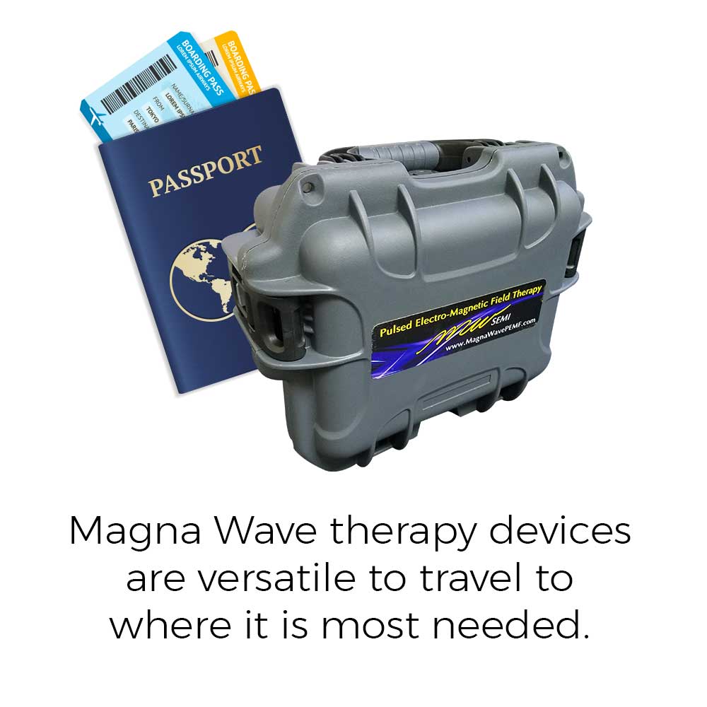 Magna Wave therapy devices are versatile to travel to where it is most needed.