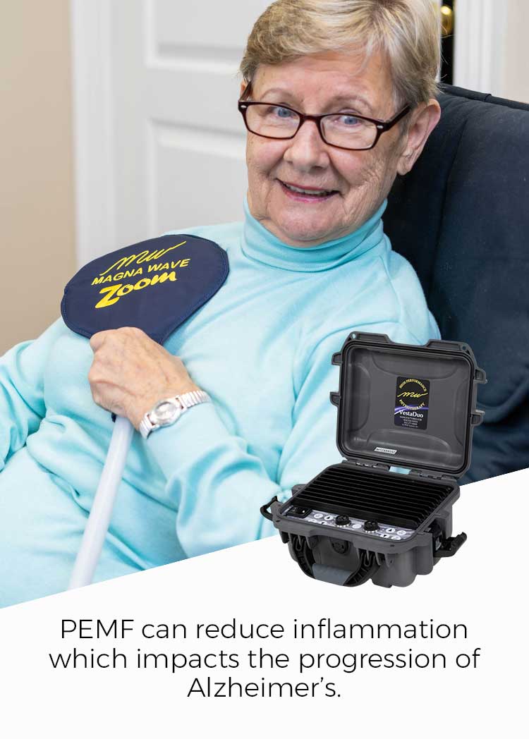 PEMF can reduce inflammation which impacts the progression of Alzheimer's