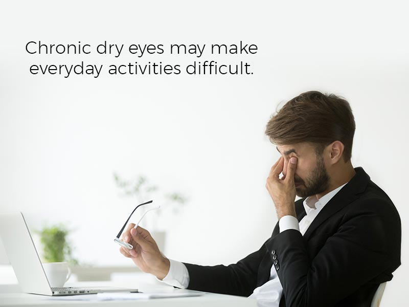 Chronic dry eyes may make everyday activities difficult